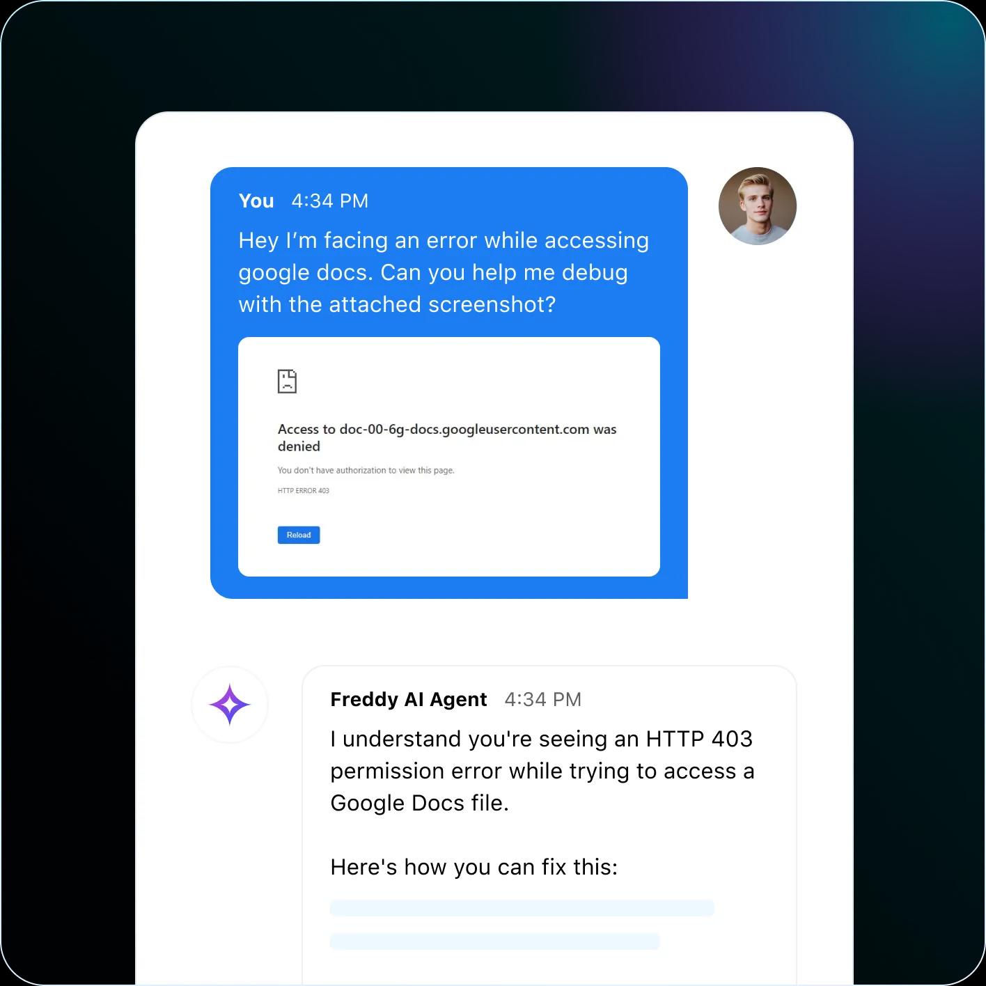 Freddy AI agent screenshot