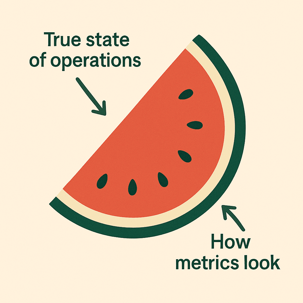 Watermelon effect of monitoring metrics